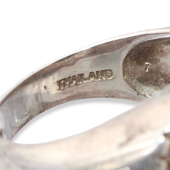 Vintage Azurite Malachite Sterling Silver Ring Size 7 Blue Green Azurmalachite - Picture 8 of 8